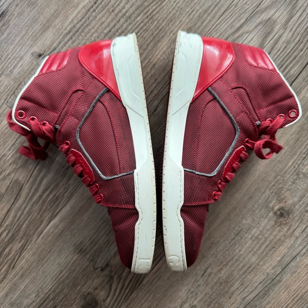 Gucci Men's 309517 Signature Red Burgundy High-Top Sneakers Size 7.5 - Picture 4 of 8